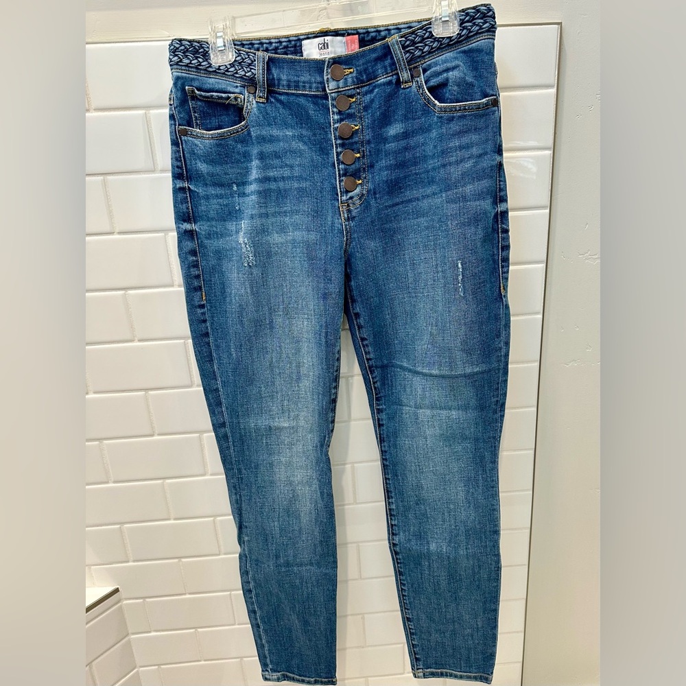 🌼Cabi Mia Button Fly Skinny Jeans | Braided Waistband | Style 5694